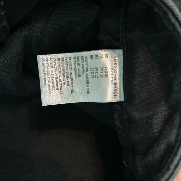 American Eagle Ne(x)t Level Flex Skinny Stretch Jeans 29 x 32 Black Distressed - Picture 10 of 11